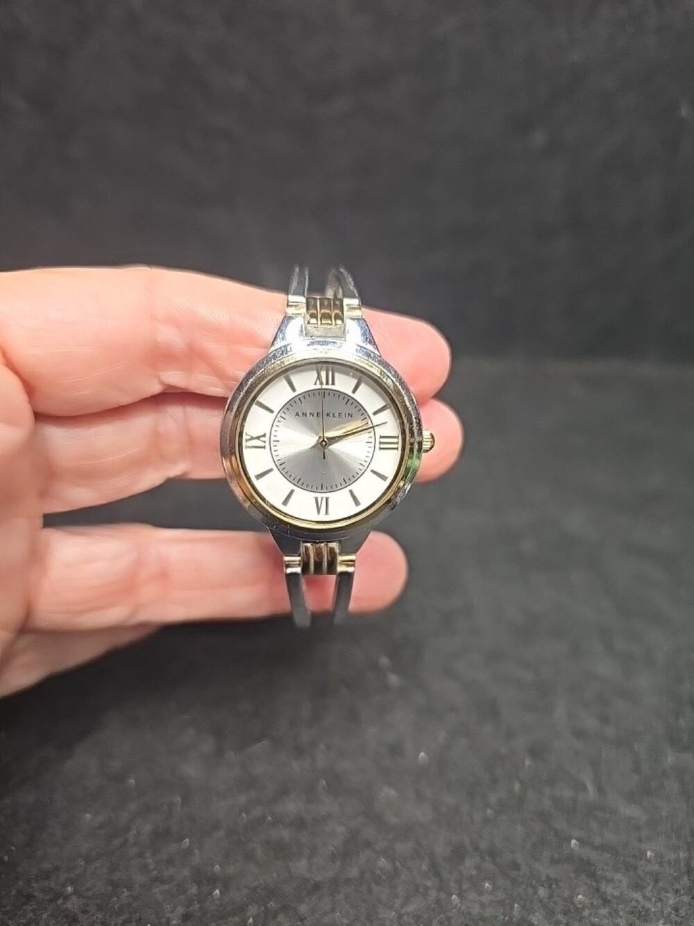 Anne Klein Round Two Tone Silver Dial Link Bracelet Watch AK/1441-Needs Battery